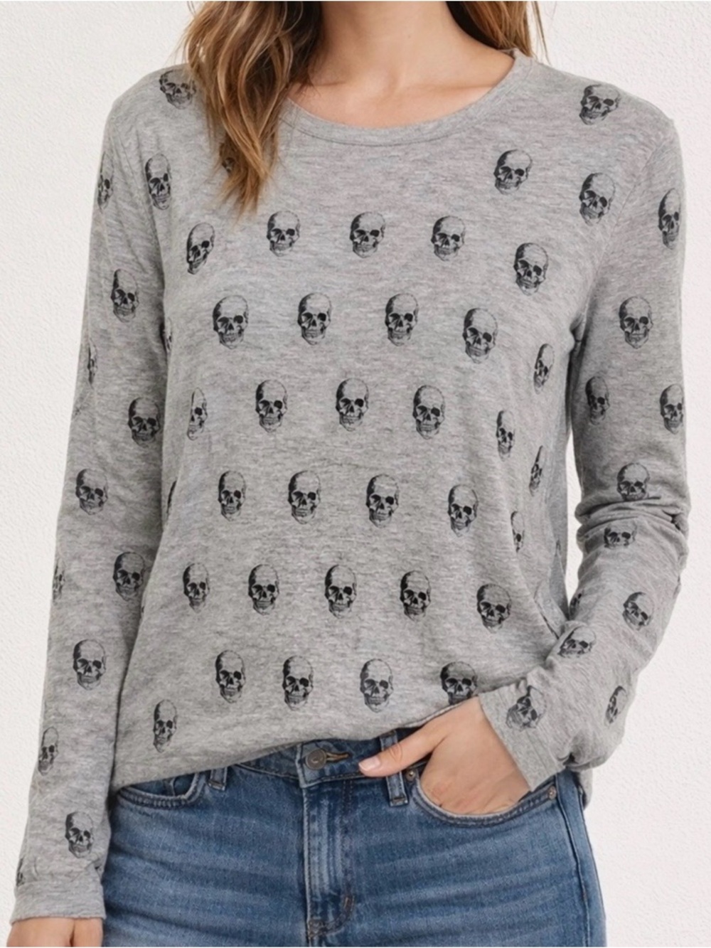 NWT SKULL CASHMERE- Kalissa Top Long Sleeve Grey Black Size S
